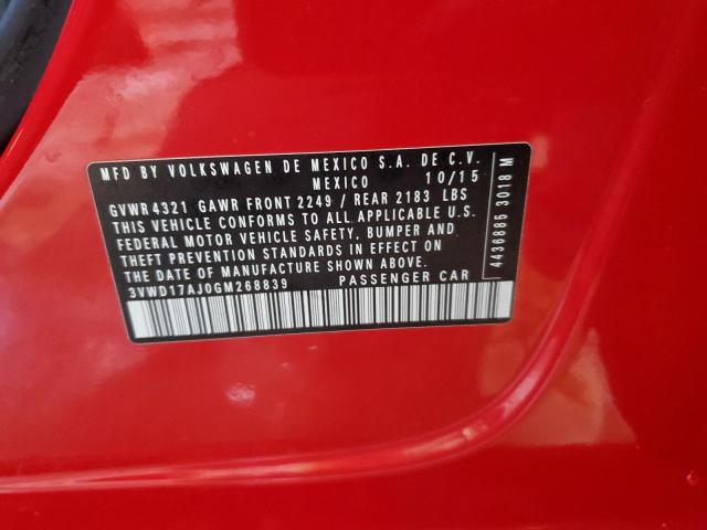3VWD17AJ0GM268839 - 2016 VOLKSWAGEN JETTA SPORT 红色 照片 12