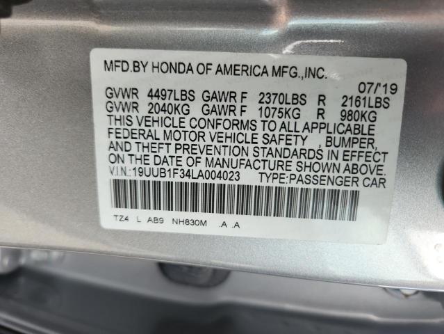 19UUB1F34LA004023 - 2020 ACURA TLX SILVER photo 12
