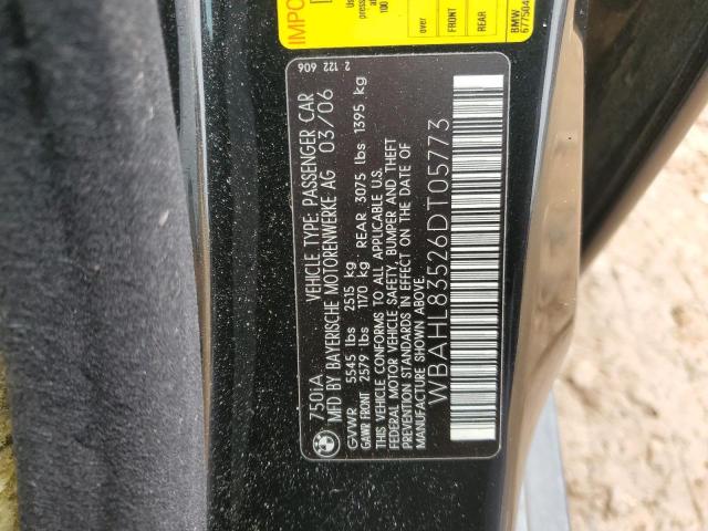 WBAHL83526DT05773 - 2006 BMW 750I I BLACK photo 12