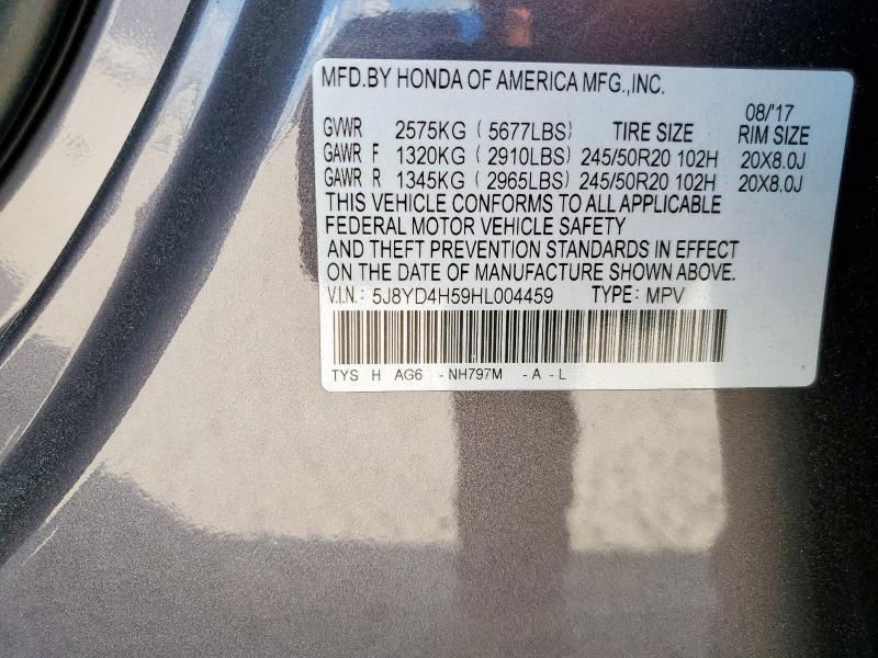 5J8YD4H59HL004459 - 2017 ACURA MDX TECHNOLOGY Մոխրագույն լուսանկար 13