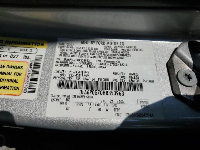 3FA6P0G70HR353963 - 2017 FORD FUSION S ვერცხლისფერი ფოტო 13