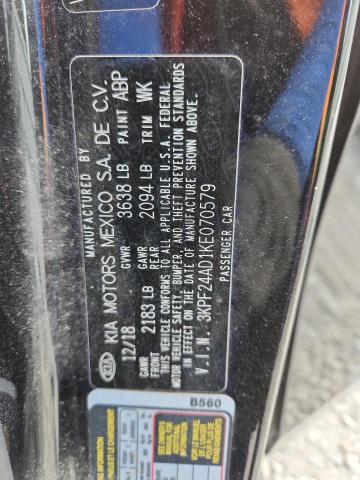 3KPF24AD1KE070579 - 2019 KIA FORTE FE შავი ფოტო 12