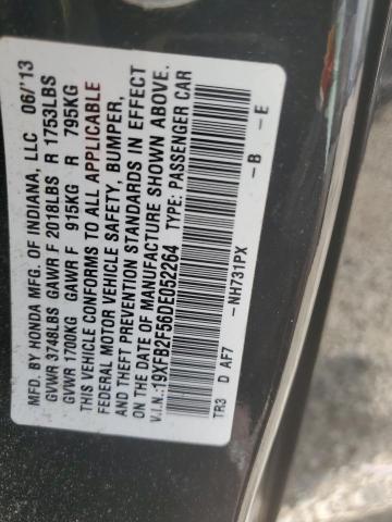 19XFB2F56DE052264 - 2013 HONDA CIVIC LX BLACK photo 12