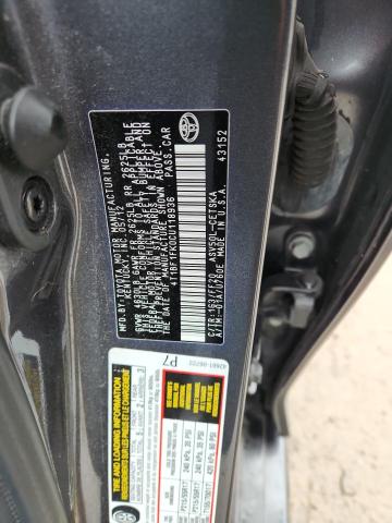 4T1BF1FK0CU118936 - 2012 TOYOTA CAMRY BASE GRAY photo 12