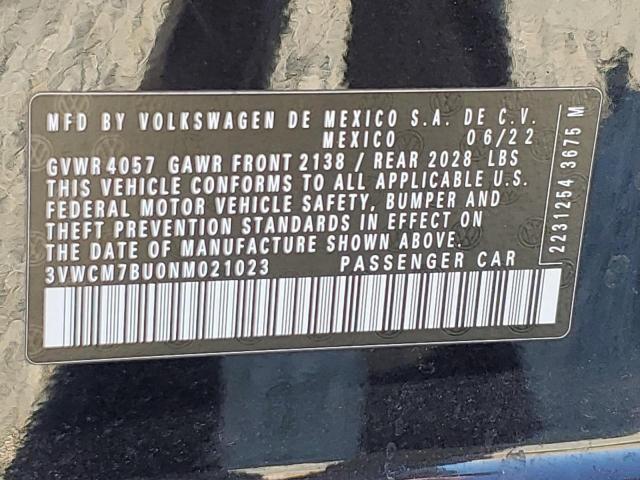 3VWCM7BU0NM021023 - 2022 VOLKSWAGEN JETTA S BLACK photo 13