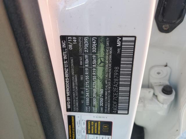 4JGDF7CE2EA287998 - 2014 MERCEDES-BENZ GL 450 4MATIC WHITE photo 13