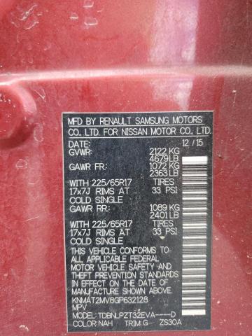 KNMAT2MV8GP632128 - 2016 NISSAN ROGUE S 红色 照片 12
