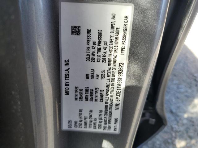 5YJ3E1EA9SF993623 - 2025 TESLA MODEL 3 GRAY photo 12