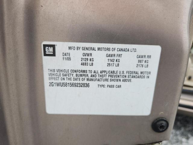 2G1WU581569232836 - 2006 CHEVROLET IMPALA LTZ Коричневый фото 12