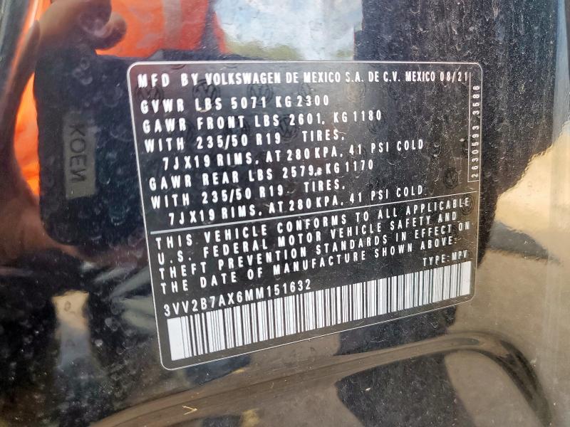 3VV2B7AX6MM151632 - 2021 VOLKSWAGEN TIGUAN SE 黑色 照片 13