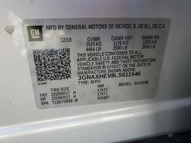 3GNAXHEV8LS611546 - 2020 CHEVROLET EQUINOX LS ვერცხლისფერი ფოტო 14