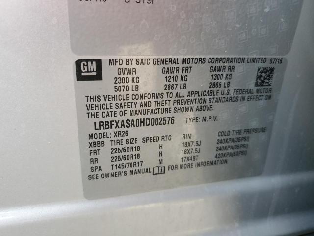 LRBFXASA0HD002576 - 2017 BUICK ENVISION PREFERRED ვერცხლისფერი ფოტო 13