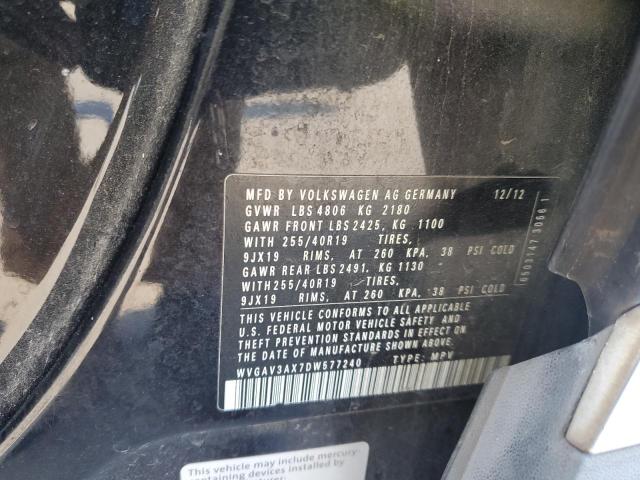 WVGAV3AX7DW577240 - 2013 VOLKSWAGEN TIGUAN S შავი ფოტო 12