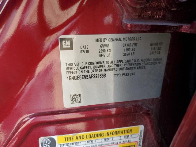 1G4GE5EV5AF221668 - 2010 BUICK LACROSSE CXS BURGUNDY photo 12