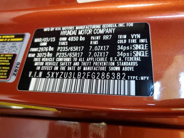 5XYZU3LB2FG286382 - 2015 HYUNDAI SANTA FE S ORANGE photo 13