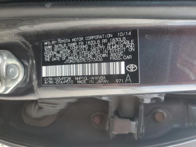 JTDKDTB37E1573436 - 2014 TOYOTA PRIUS C Szary zdjęcie 12