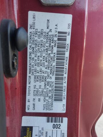 5TENX22N86Z267675 - 2006 TOYOTA TACOMA Բորդո լուսանկար 12