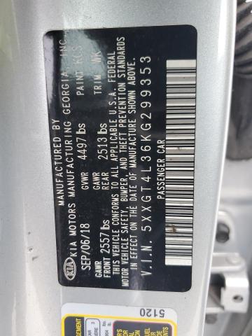 5XXGT4L36KG299353 - 2019 KIA OPTIMA LX SILVER photo 12