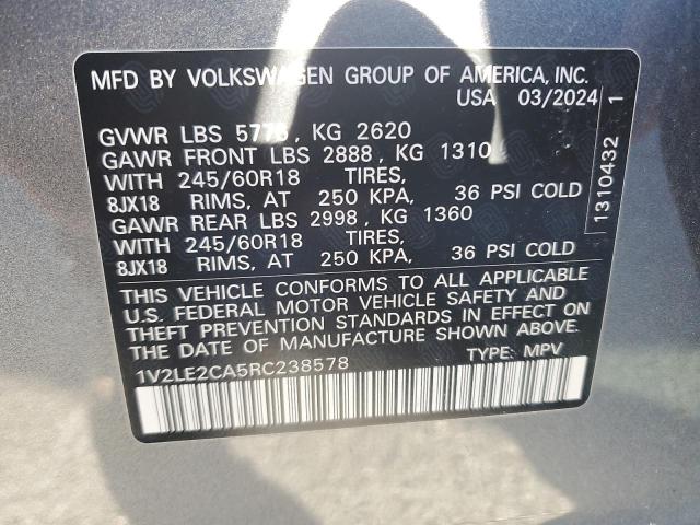 1V2LE2CA5RC238578 - 2024 VOLKSWAGEN ATLAS CROS SE Gris photo 13