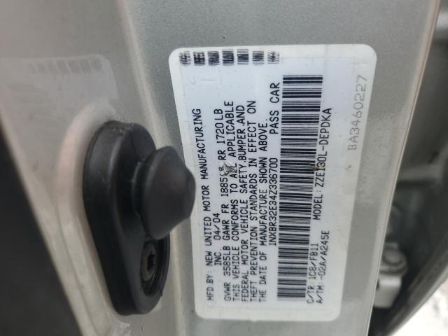 1NXBR32E34Z336700 - 2004 TOYOTA COROLLA CE 灰色 照片 12