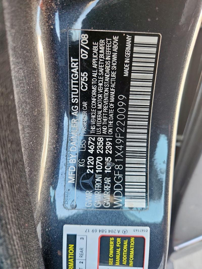 WDDGF81X49F220099 - 2009 MERCEDES-BENZ C 300 4MATIC GRAY photo 12