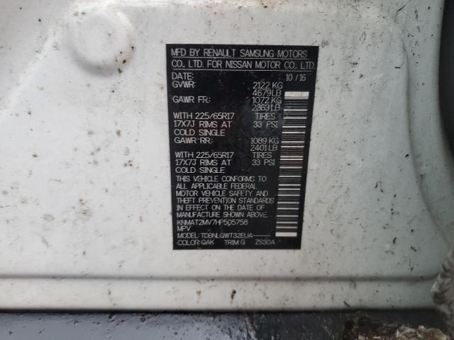 KNMAT2MV7HP505758 - 2017 NISSAN ROGUE S თეთრი ფოტო 13