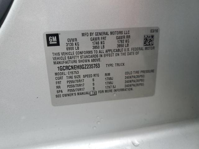 1GCRCNEH8GZ235763 - 2016 CHEVROLET SILVERADO C1500 Argent photo 12