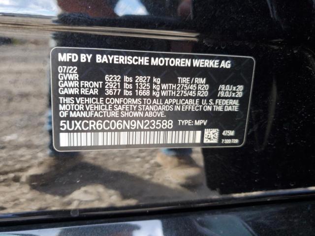 5UXCR6C06N9N23588 - 2022 BMW X5 XDRIVE40I BLACK photo 12