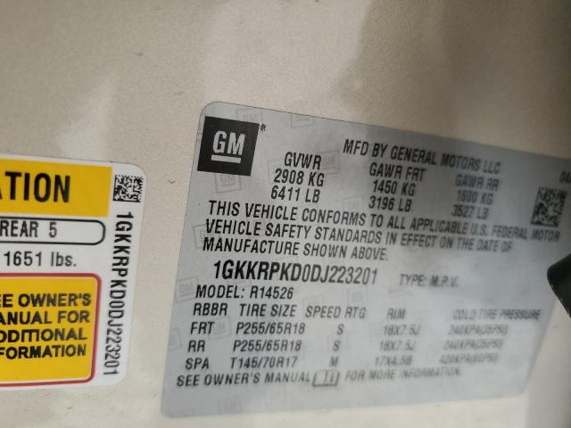 1GKKRPKD0DJ223201 - 2013 GMC ACADIA SLE ოქროსფერი ფოტო 13