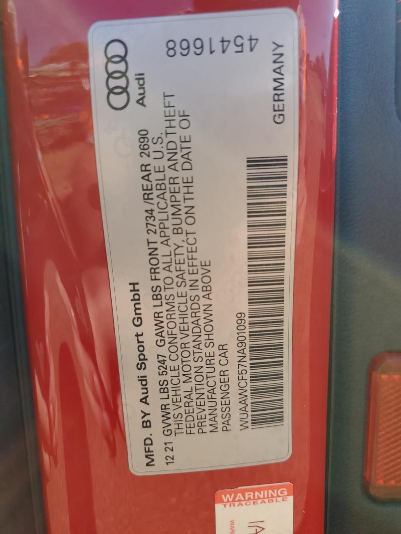 WUAAWCF57NA901099 - 2022 AUDI RS5 Qırmızı foto 13