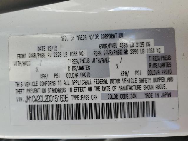 JM1CW2CL2D0151635 - 2013 MAZDA 5 WHITE photo 13