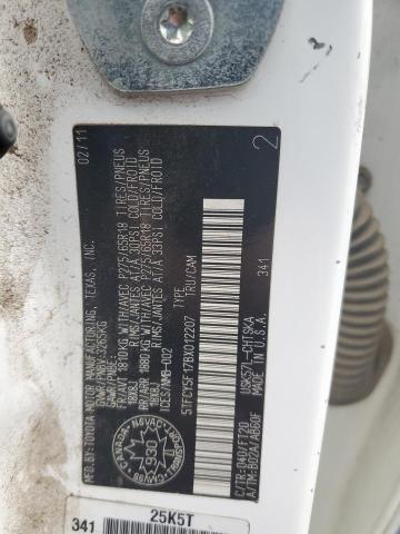 5TFCY5F17BX012207 - 2011 TOYOTA TUNDRA DOUBLE CAB SR5 WHITE photo 12