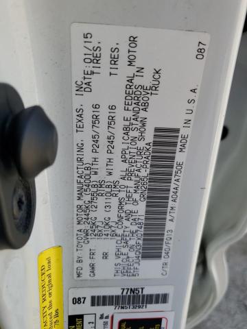 5TFJU4GN3FX074871 - 2015 TOYOTA TACOMA DOUBLE CAB PRERUNNER WHITE photo 12