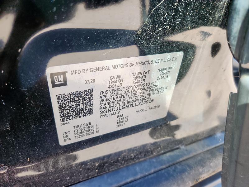 3GNCJLSB7LL314916 - 2020 CHEVROLET TRAX 1LT Czarny zdjęcie 14