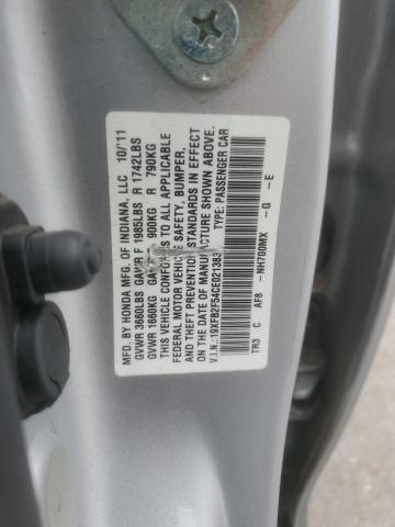 19XFB2F54CE021383 - 2012 HONDA CIVIC LX ვერცხლისფერი ფოტო 12