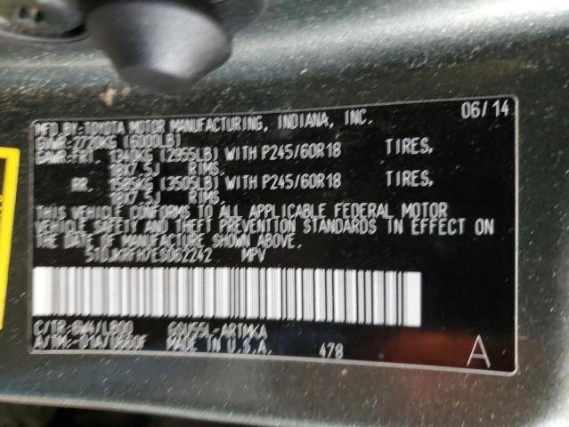 5TDJKRFH7ES062242 - 2014 TOYOTA HIGHLANDER XLE 绿色 照片 14