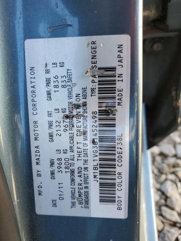 JM1BL1VG3B1452498 - 2011 MAZDA 3 I TEAL photo 12