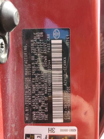 4T1BE46K69U303344 - 2009 TOYOTA CAMRY BASE Qırmızı foto 12