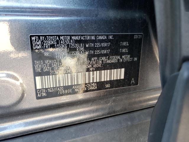 2T3W1RFV3MC132784 - 2021 TOYOTA RAV4 XLE CHARCOAL photo 13
