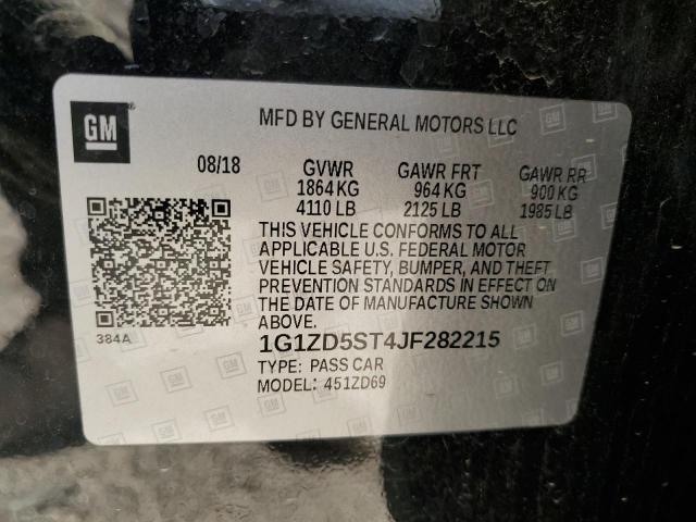 1G1ZD5ST4JF282215 - 2018 CHEVROLET MALIBU LT Schwarz Foto 12