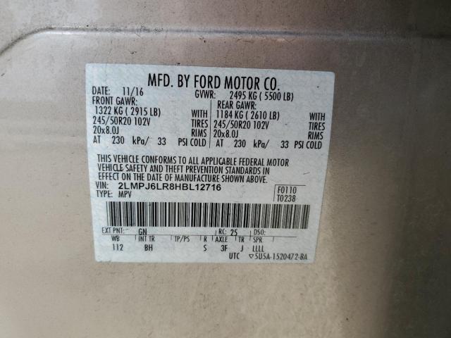 2LMPJ6LR8HBL12716 - 2017 LINCOLN MKX RESERVE Qızıl foto 13