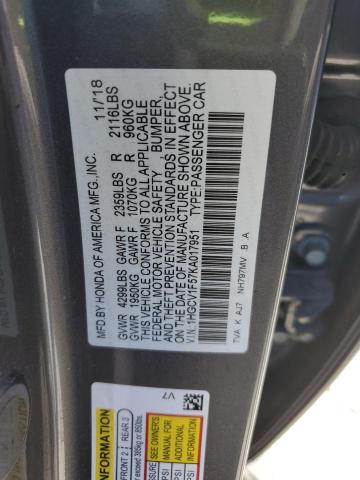 1HGCV1F57KA017951 - 2019 HONDA ACCORD EXL CHARCOAL photo 12
