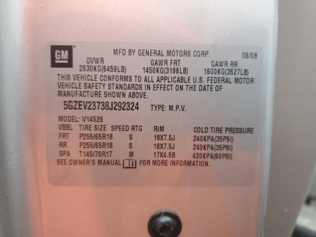 5GZEV23738J292324 - 2008 SATURN OUTLOOK XR ვერცხლისფერი ფოტო 13