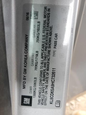 KL8CD6SA9HC732611 - 2017 CHEVROLET SPARK 1LT ვერცხლისფერი ფოტო 12