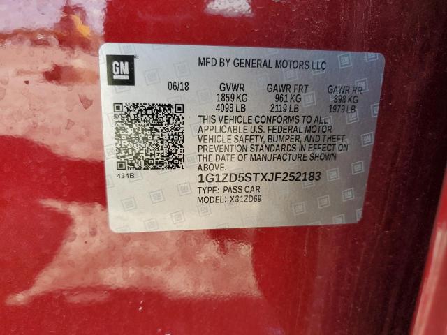 1G1ZD5STXJF252183 - 2018 CHEVROLET MALIBU LT Qırmızı foto 12