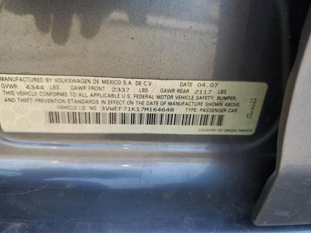 3VWEF71K17M164648 - 2007 VOLKSWAGEN JETTA WOLFSBURG 灰色 照片 13