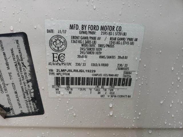 2LMPJ8LR8JBL19229 - 2018 LINCOLN MKX RESERVE Blanco foto 13