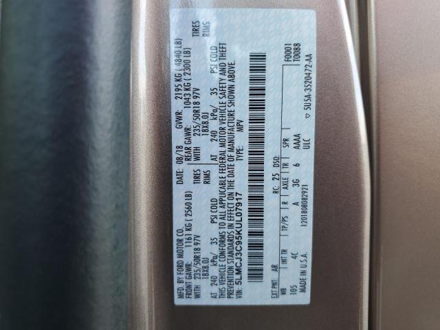 5LMCJ3C95KUL07917 - 2019 LINCOLN MKC RESERVE Բեժ լուսանկար 14