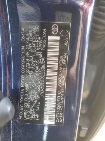 JTDKN3DU3E0388325 - 2014 TOYOTA PRIUS ლურჯი ფოტო 12