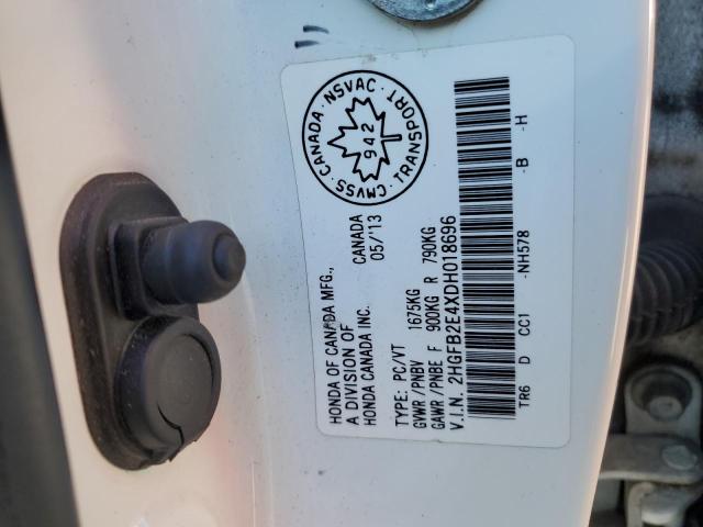 2HGFB2E4XDH018696 - 2013 HONDA CIVIC LX WHITE photo 12